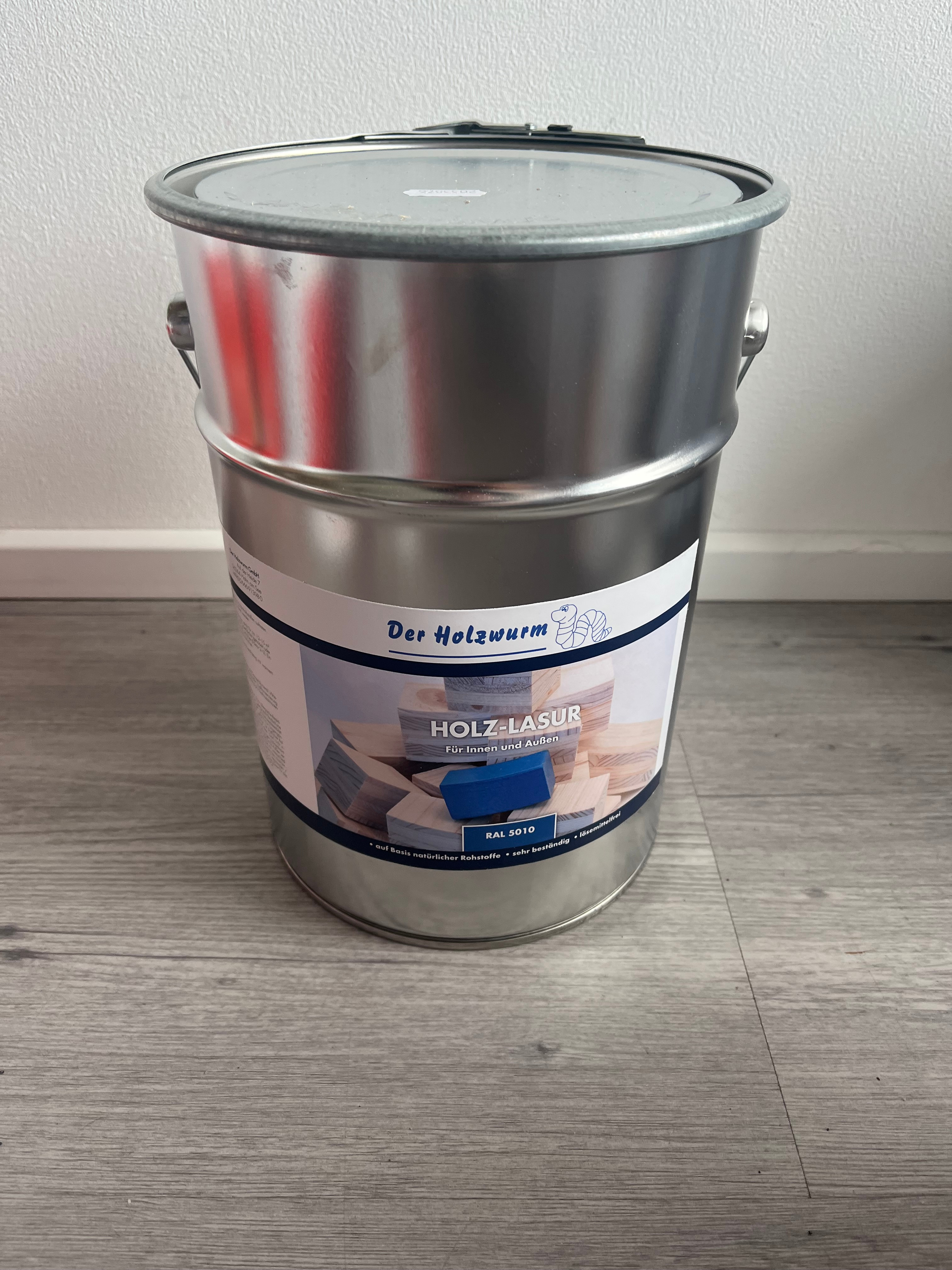 Holzwurm-Lasur BLAU für Innen und Außen - 5 Liter