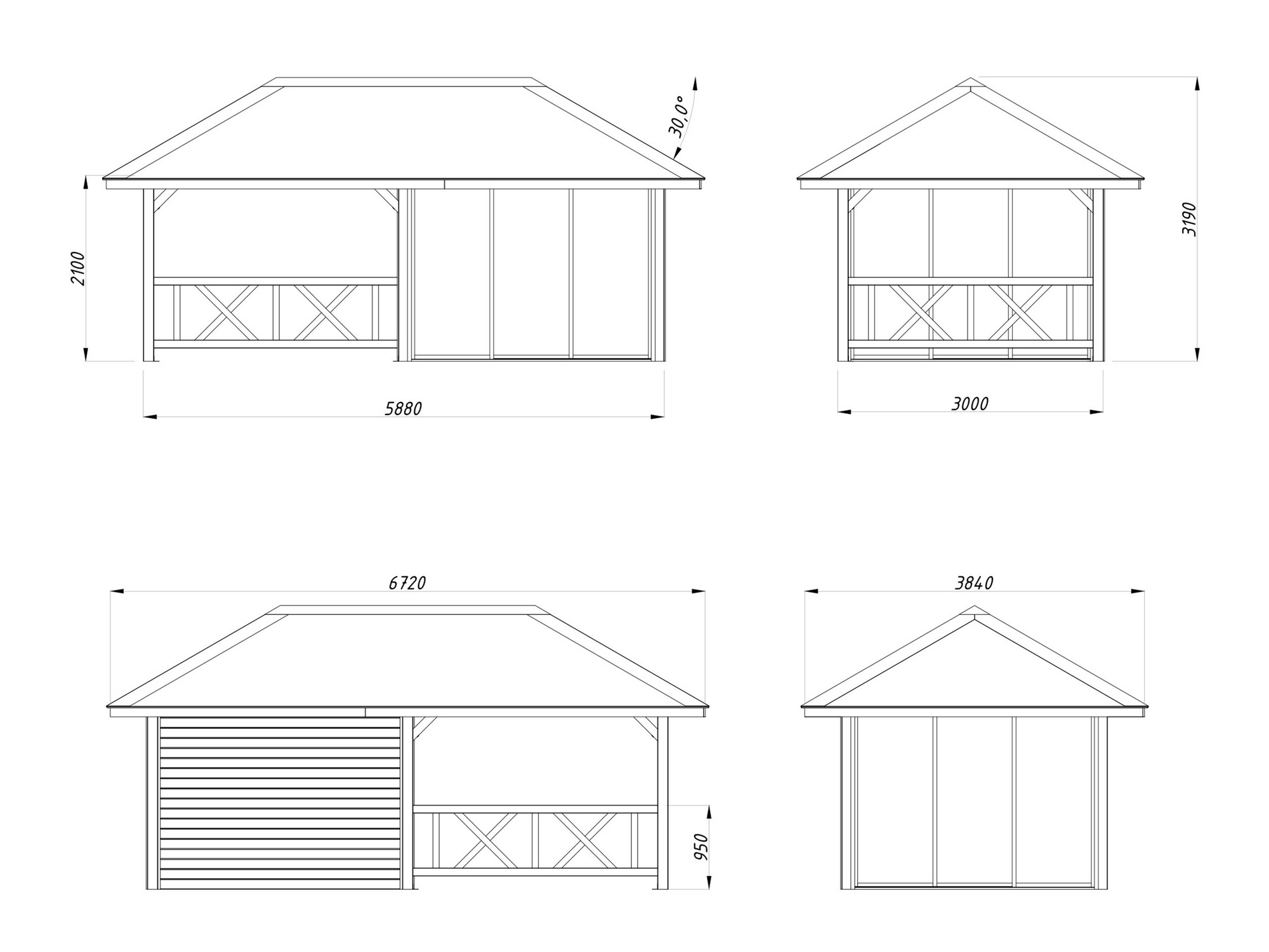 Pavillon Bianca 16,6 m² SET 204 Connect Slide