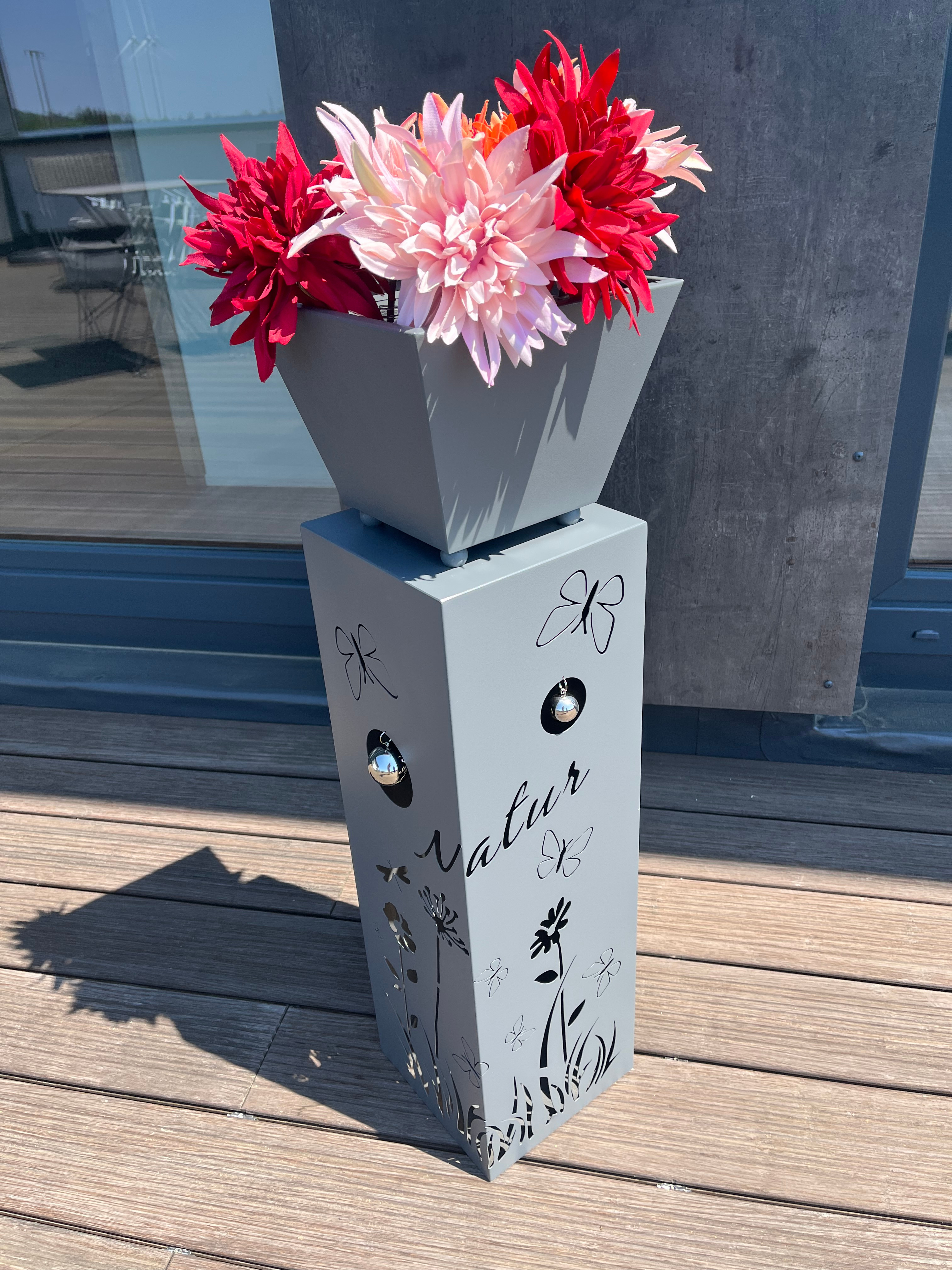 Pflanzsäule ELLEN mit Blumenmuster 82 cm