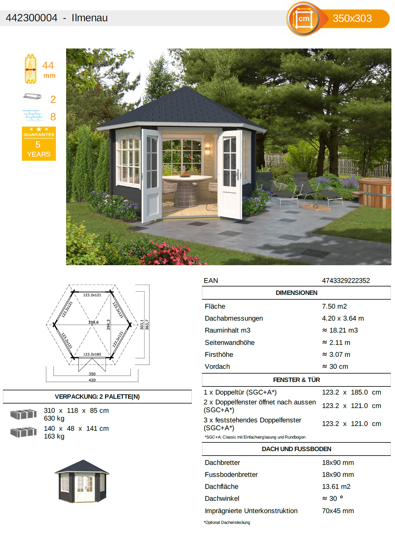 Gartenpavillon Datenblatt Carbongrau