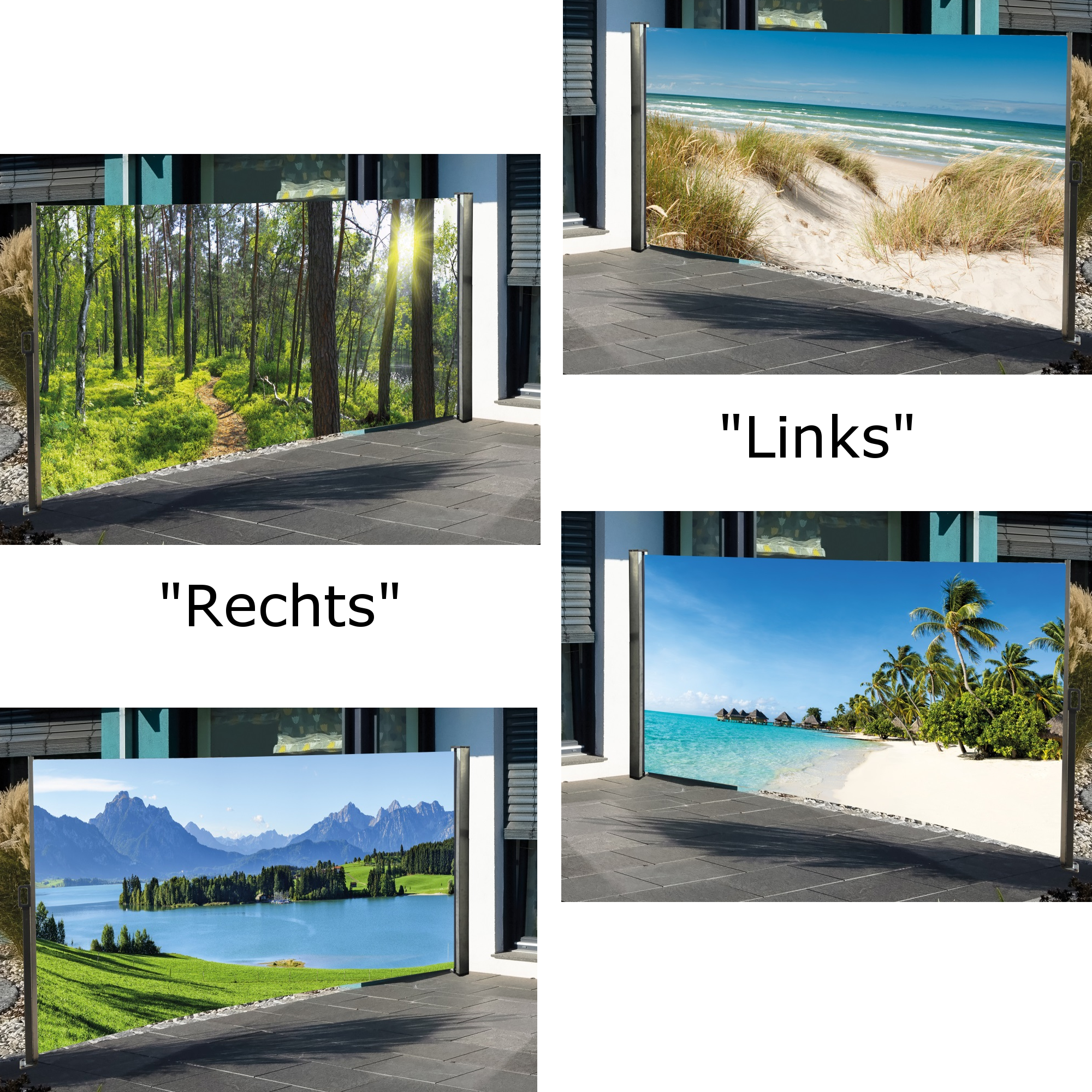 Seitenmarkise mit Fotodruck Ostsee / Wald / Südsee / Berge / Skyline