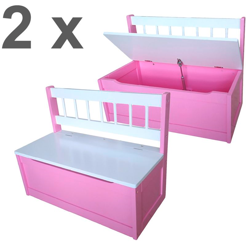 Kinder-Truhenbank, Pink, 2er Set