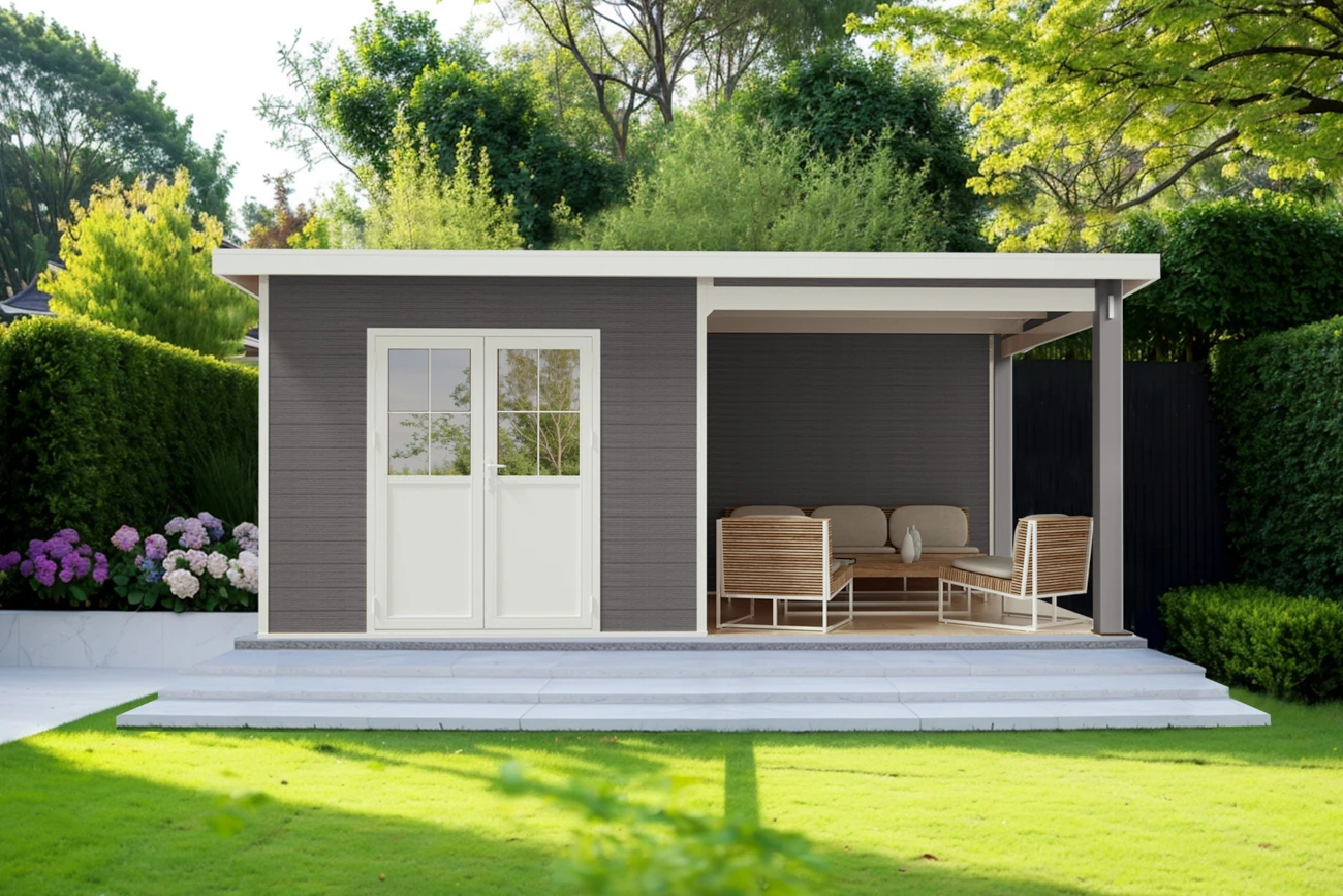 WPC-Gartenhaus-mit-Anbau-Cordoba-grau
