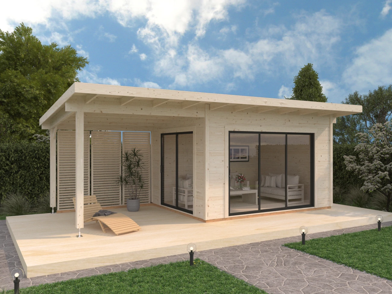 Gartenhaus Grace 6 ISO Premium aus Leimholz Slide Plus / 11,2+8,2 m²