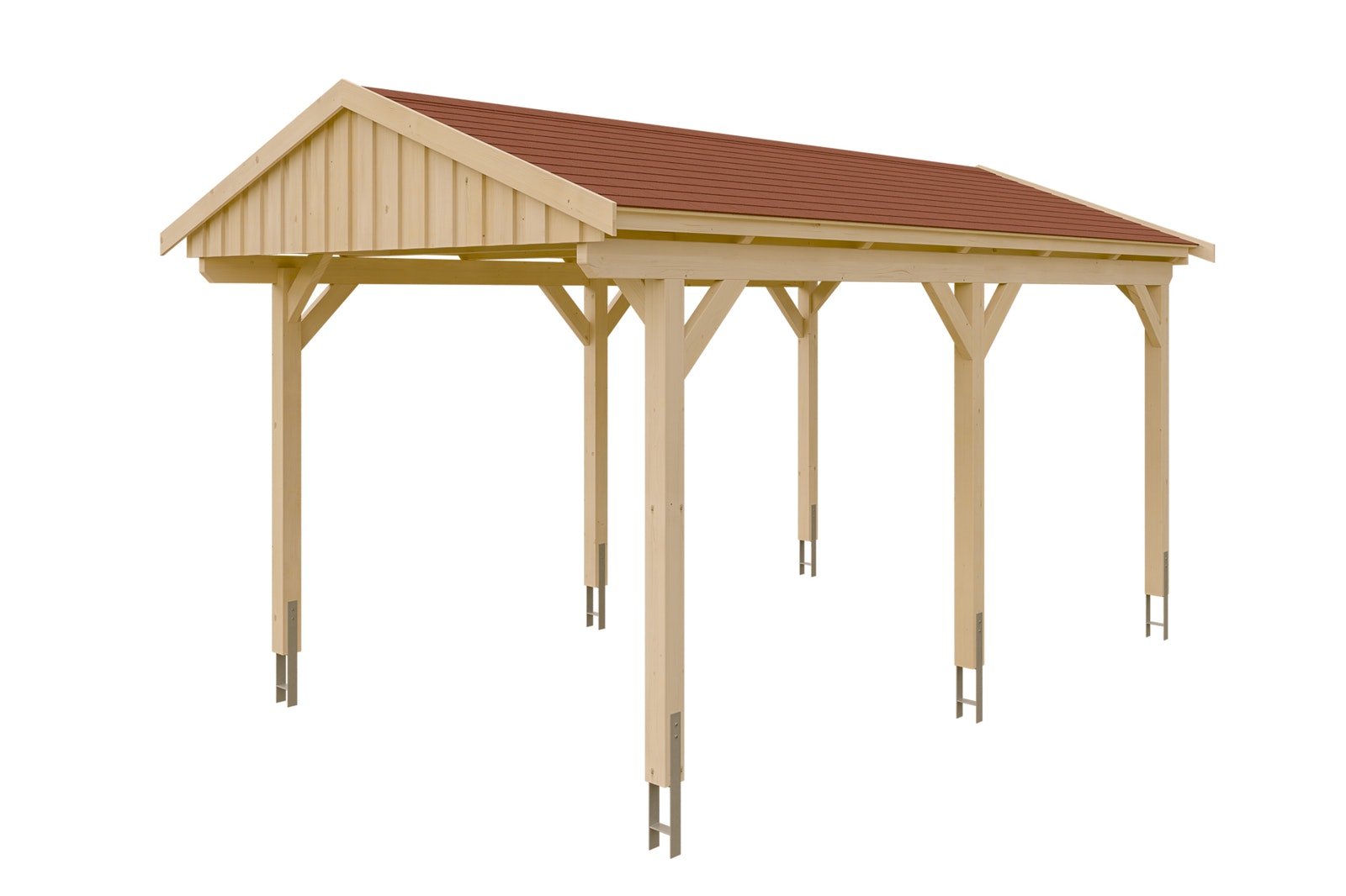 Carport Fichtelberg 317 x 556 cm Dachschalung Rot