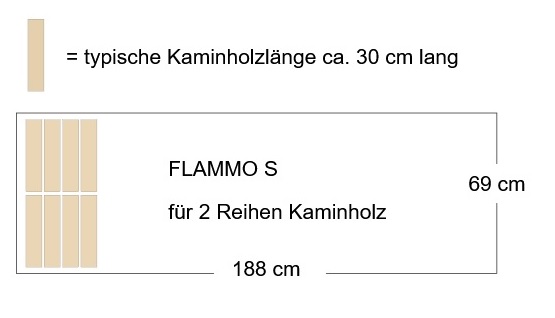 Kaminholzregal Flammo S mit Rückwand