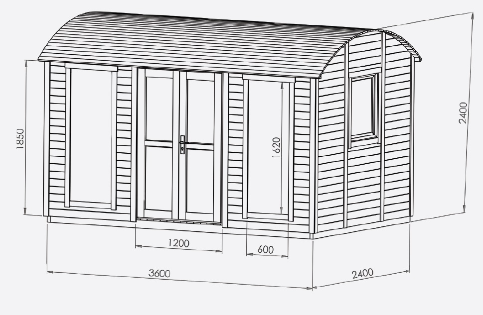 Zeichnung Campinghaus Schäferwagen Home-Office