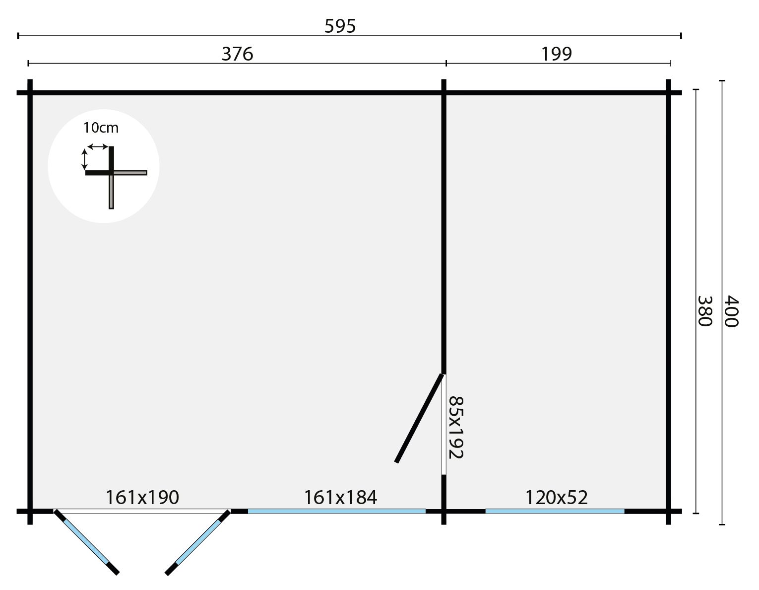 2-Raum-Gartenhaus Flow ISO mit Pultdach