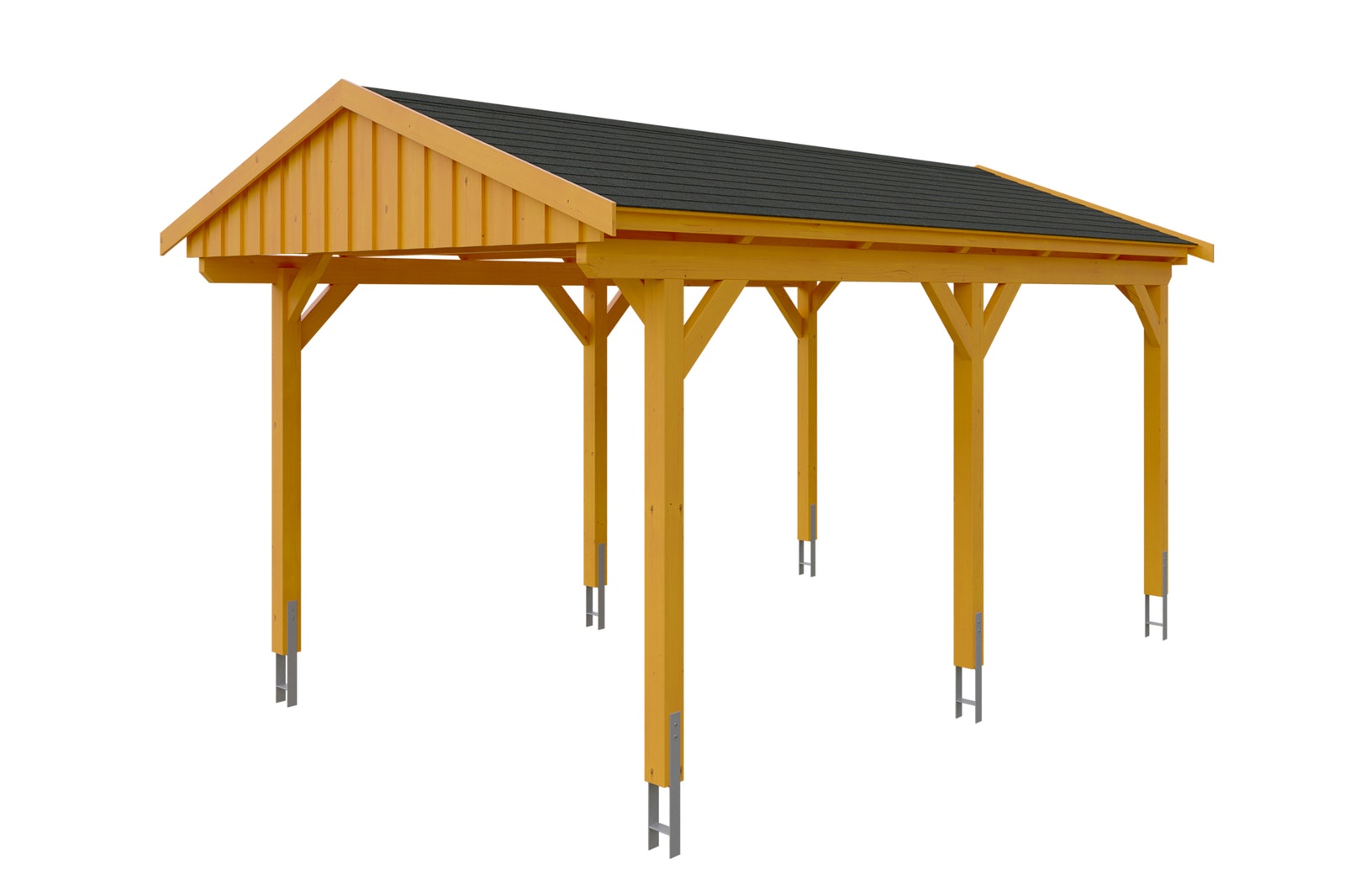 Carport Fichtelberg 317 x 556 cm Eiche Hell Dachschalung Schwarz