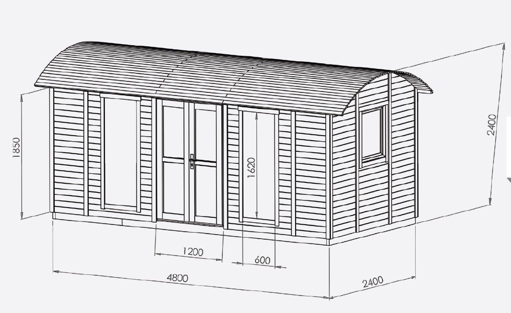 Zeichnung Campinghaus Schäferwagen Home-Office