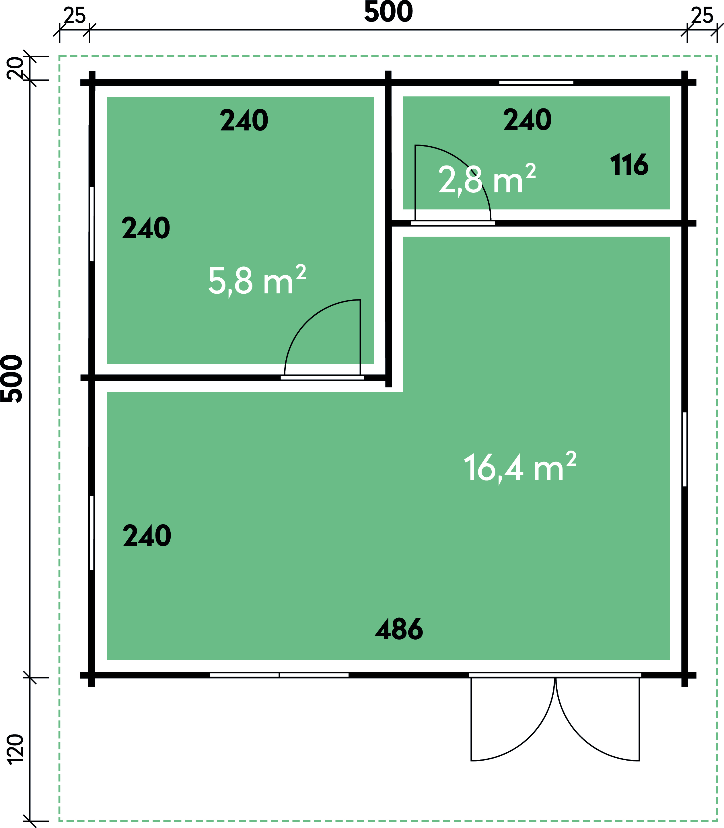 Grundriss Gartenhaus Lappland 70A
