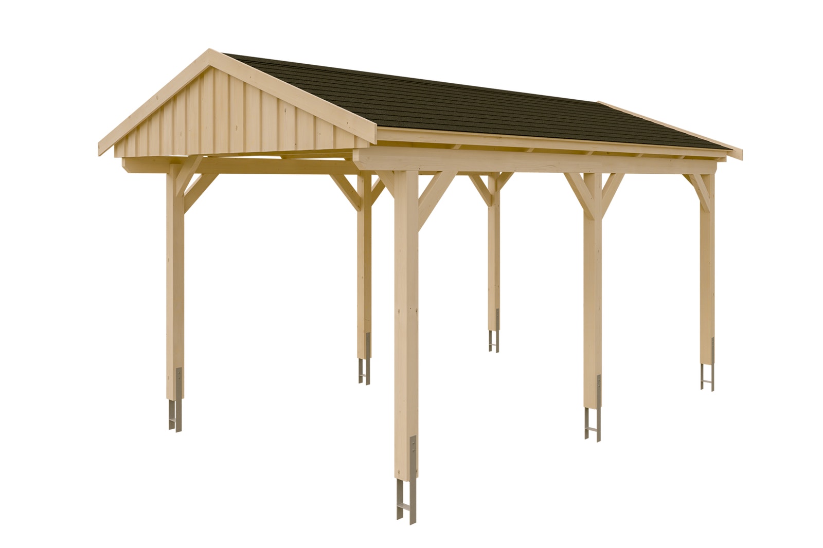 Carport Fichtelberg 317 x 556 cm Dachschalung Schwarz