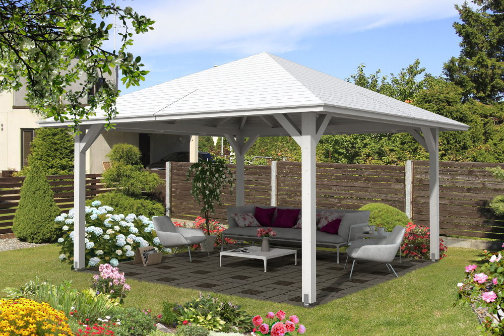 Gartenpavillon Cannes 3 Weiß