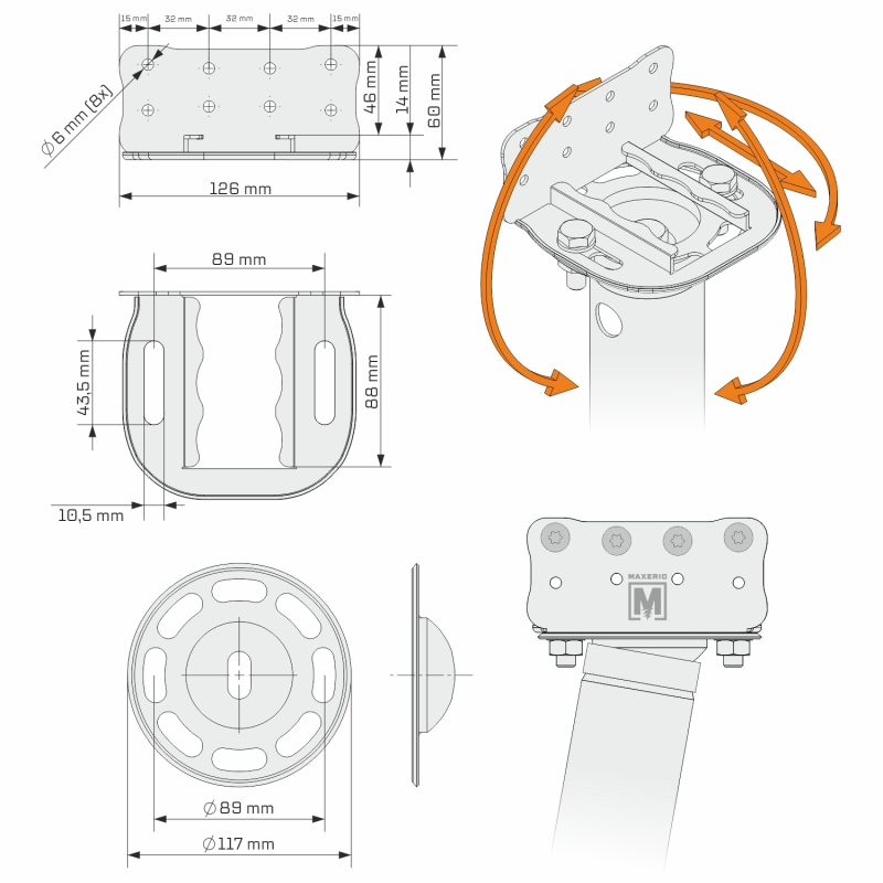 6er-Set Schraubfundament MAXERIO® TILT